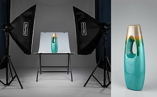 Two-Light Softbox Kit with Seamless Product Backdrop